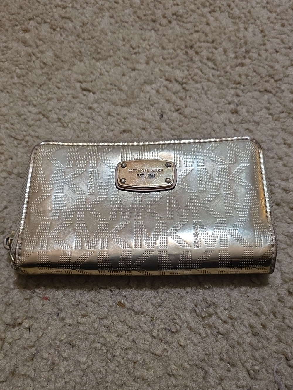Michael Kors Metallic Gold Signature Zip Wallet